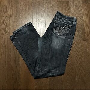 Wrangler Rock 47 Women's Bootcut Jeans - Wing Embroidery & Rhinestones -34x34